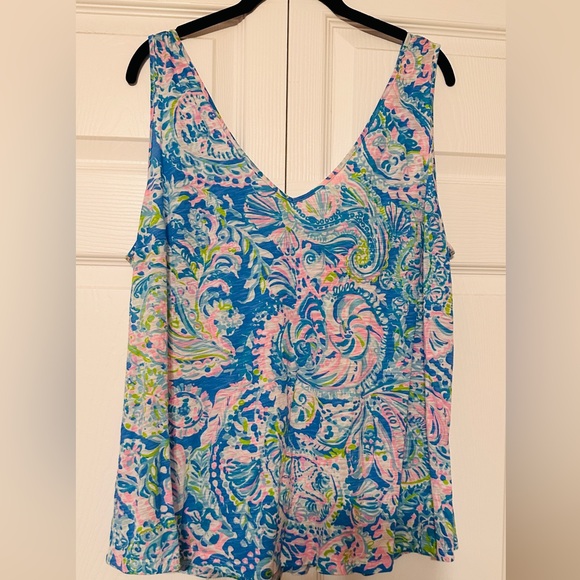 Lilly Pulitzer Gigi top in Zanzibar blue fish kiss - Picture 2 of 4